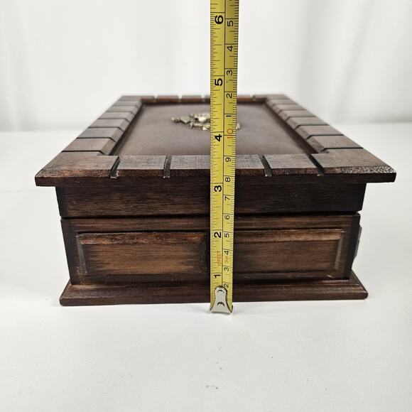 S. Sper Bijou Valet Leather Top Wooden Jewelry Box Crest Velvet Lined Interior - Picture 7 of 10